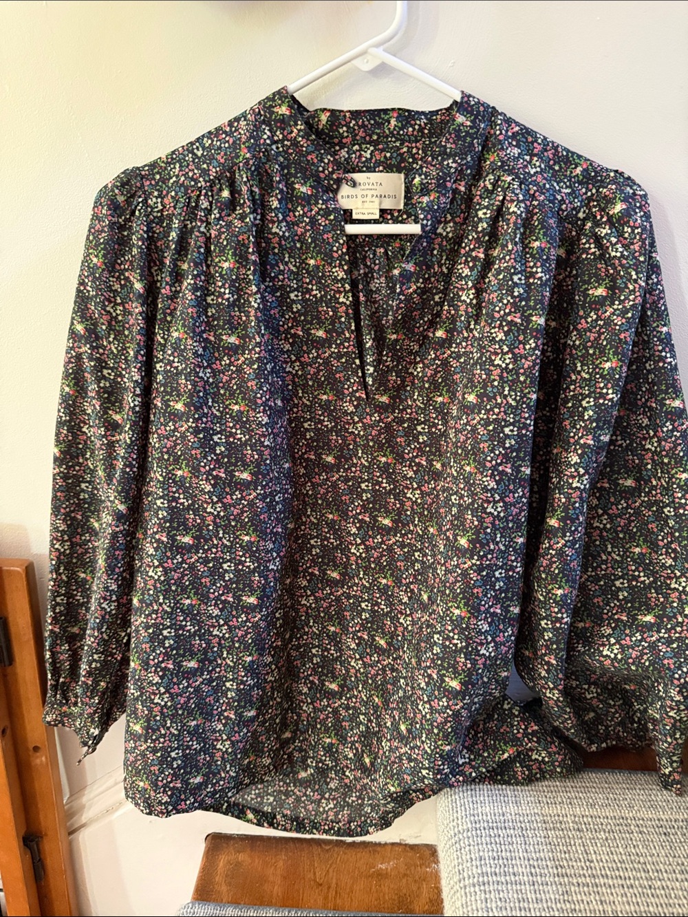 Black Floral Peasant Blouse - Women's Top